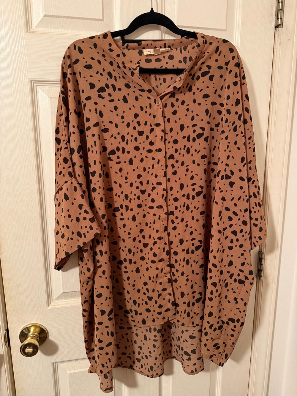 Vine & Love Tan Shirt Jacket with Black Spot Print